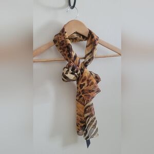 Vtg Cejon Animal Print Silky Scarf